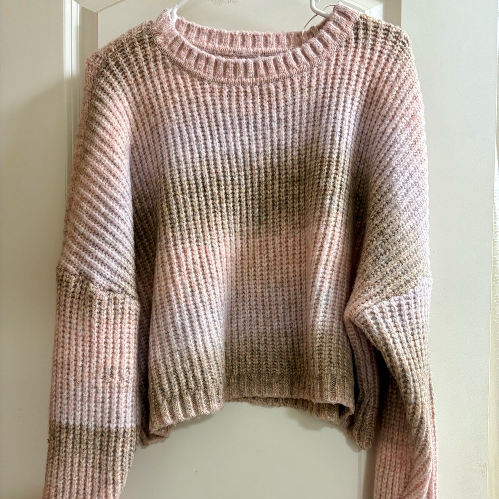 Arizona Jean Company Pink and Brown Crew Neck Sweater